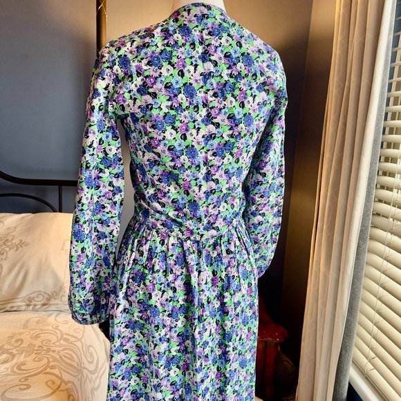 Vintage 70s 80s Floral Long Sleeve Tie Top and Maxi Skirt Set - Picture 6 of 13